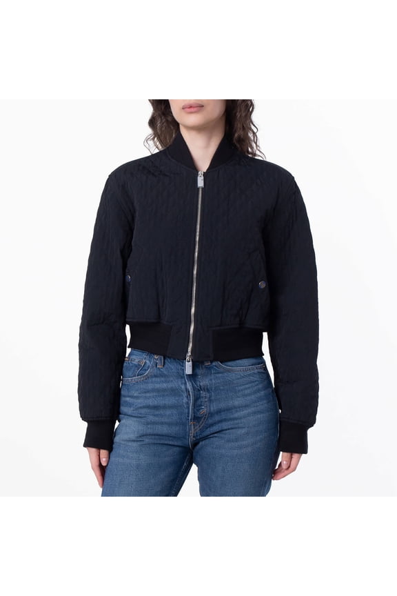Cropped Quilted Bomber Jacket, Size Small