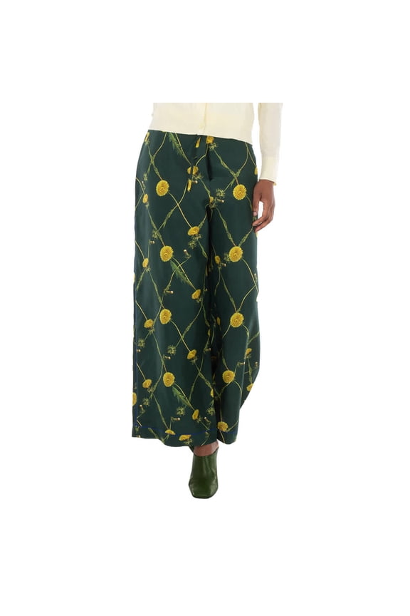 Dandelion Floral-Print Flared Trousers, Brand Size 6 ( US Size 4 )