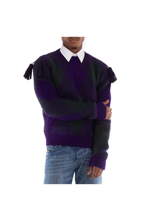 Diamond-Pattern Wool Jumper, Size Medium