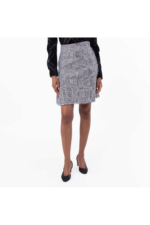 Embroidered Houndstooth Skirt, Brand Size 8 ( US Size 6 )