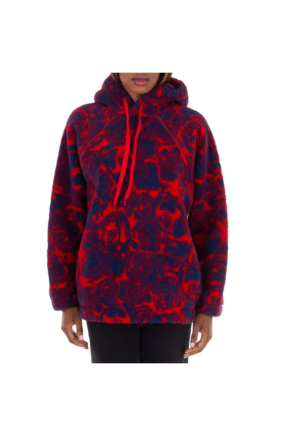 Floral Pattern Drawstring Hoodie, Size Medium