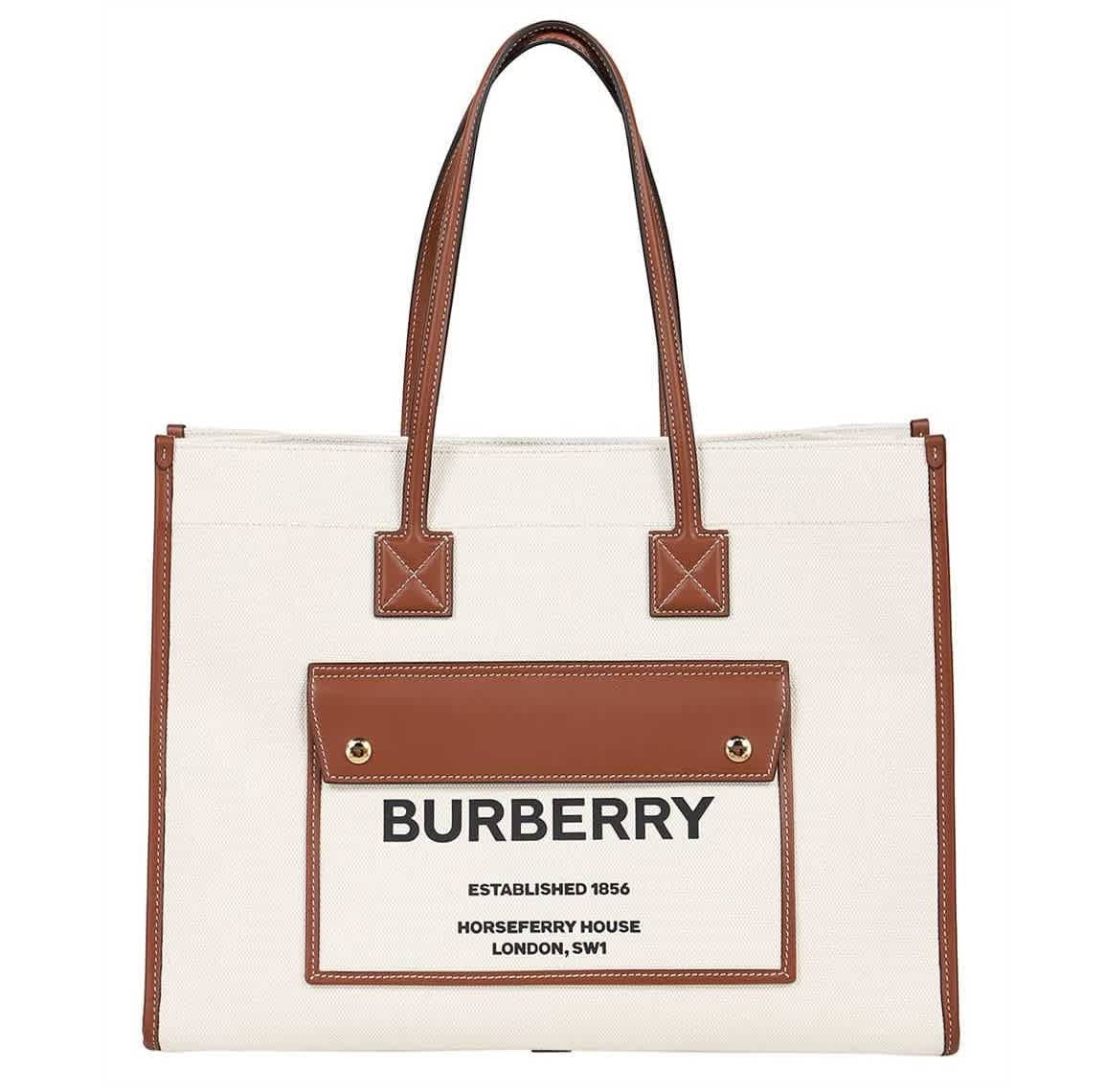 Burberry leather shop tote bag