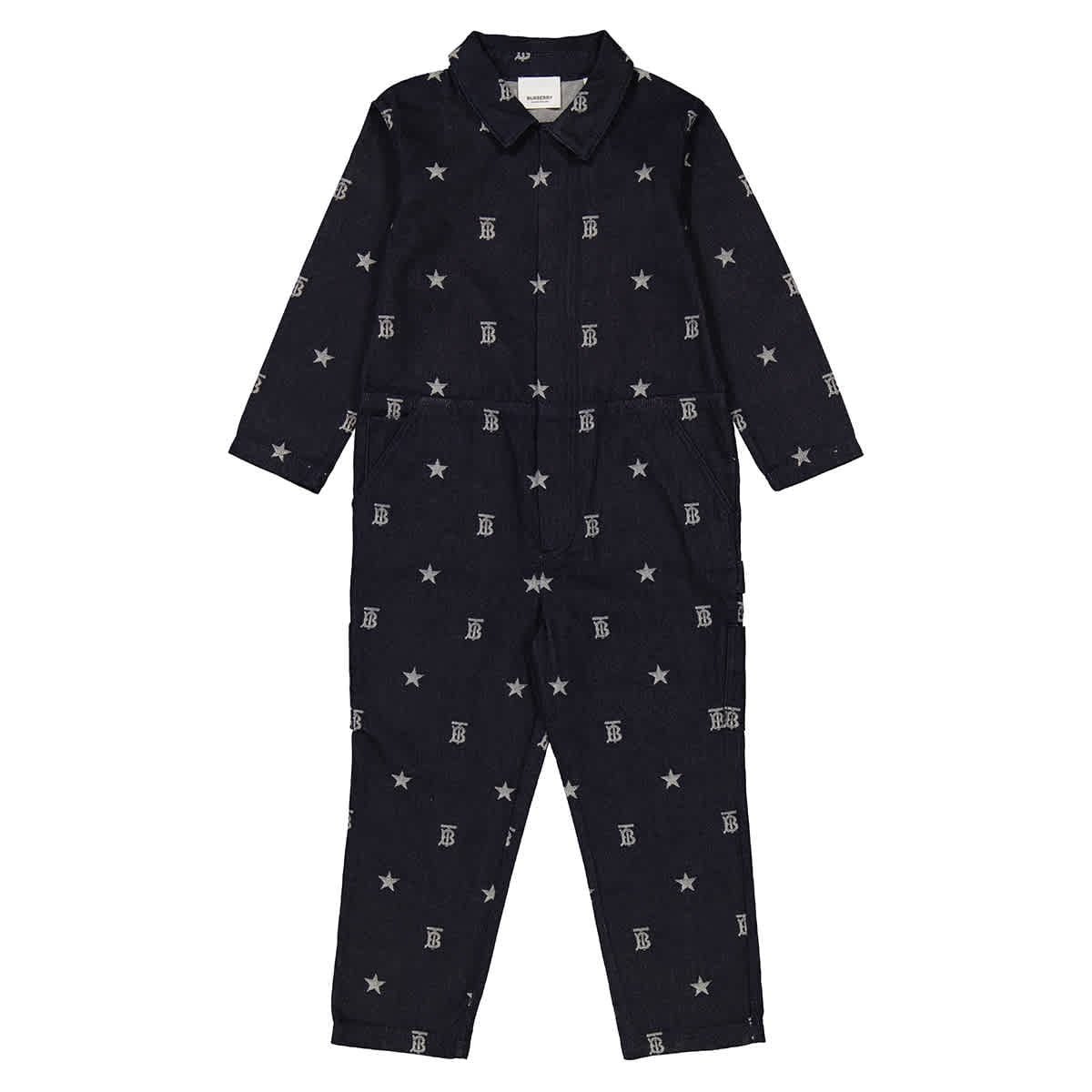 Burberry Girls Indigo Denim Monogram And Star Print Jumpsuit Size 12Y Walmart