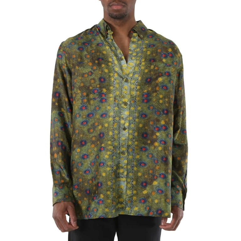Burberry Green Fish Scale Print Shirt Size Small Walmart
