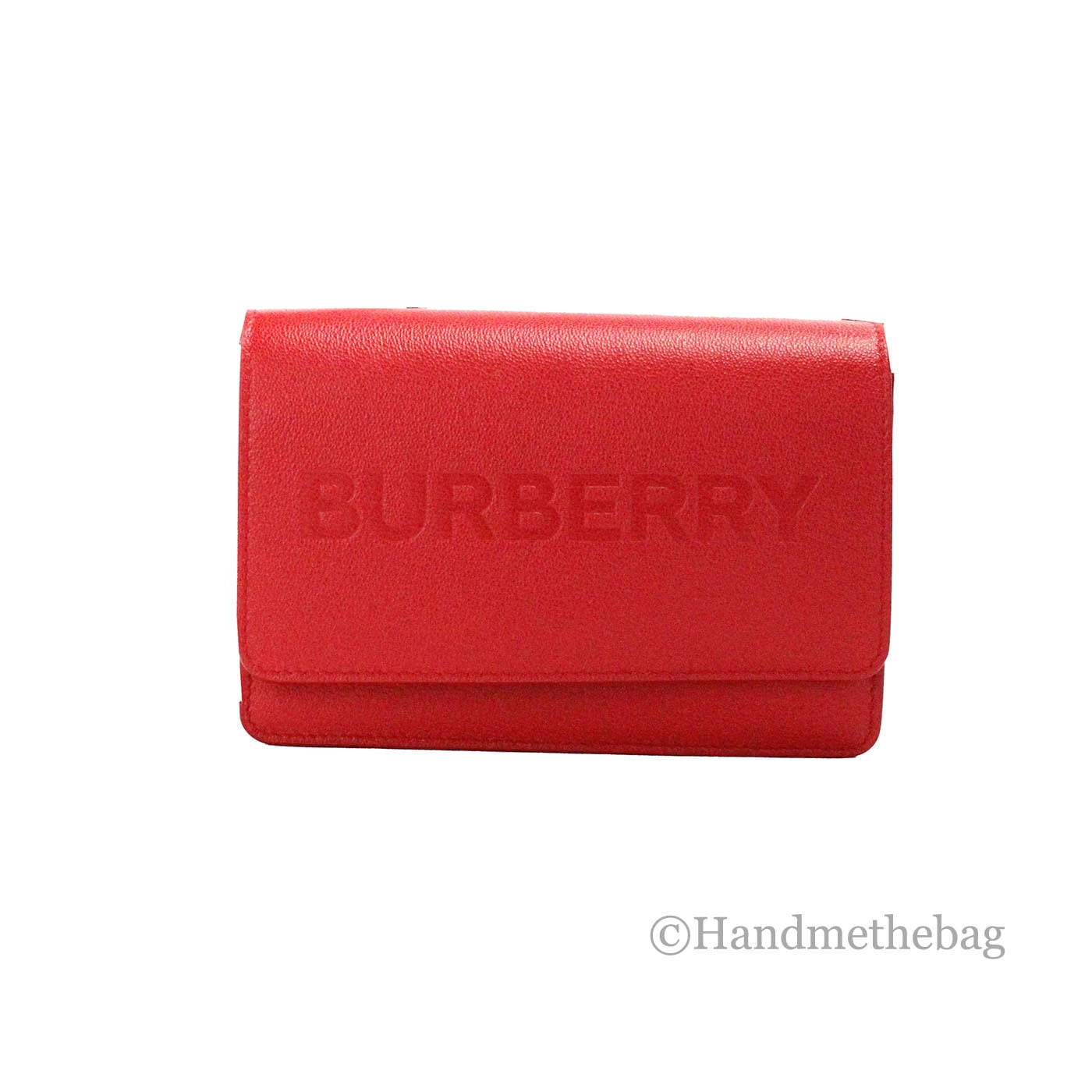 Burberry Hampshire Small Red Embossed Logo Smooth Leather