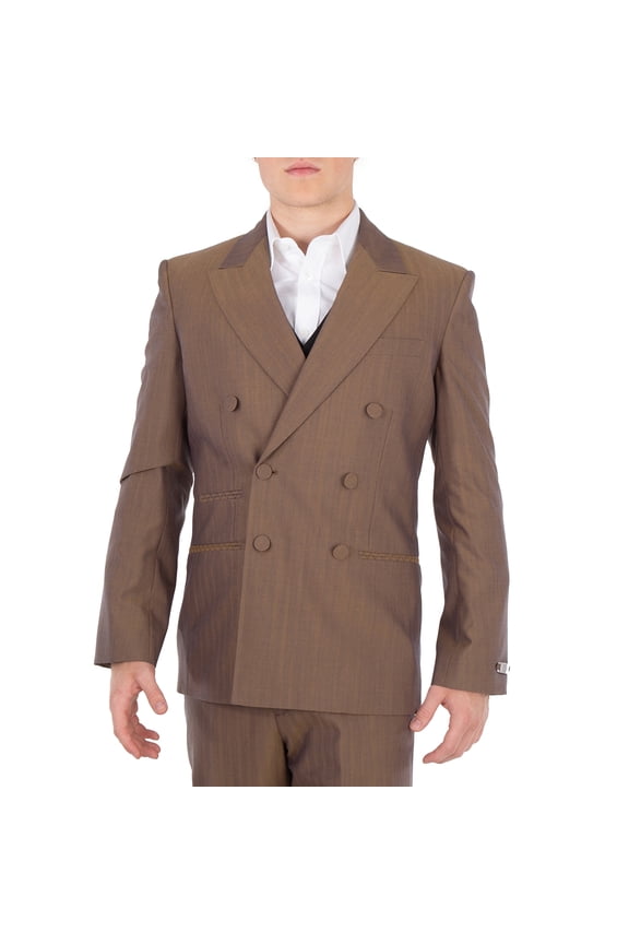 Herringbone Double-Breasted Wool Blazer, Brand Size 44R (US Size 34R)