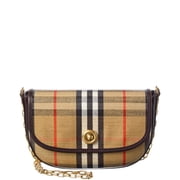 Burberry Highlands Mini Coated Canvas & Leather Shoulder Bag, Brown