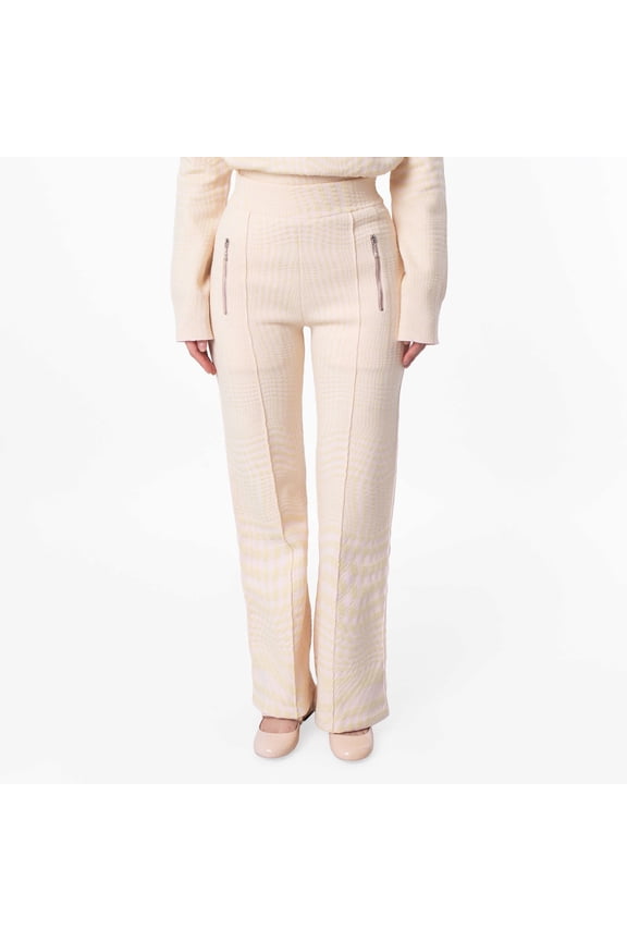 Houndstooth Jacquard Wool-Blend Trousers, Size Small