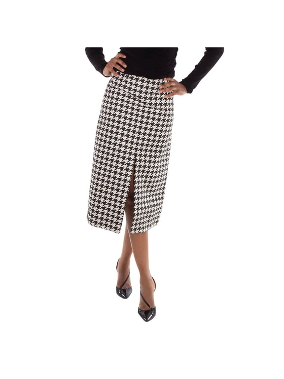 Houndstooth Pattern Midi Skirt, Brand Size 02 ( US Size 0 )