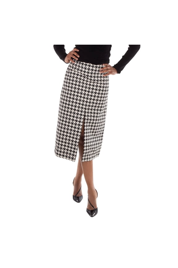 Houndstooth Pattern Midi Skirt, Brand Size 02 ( US Size 0 )