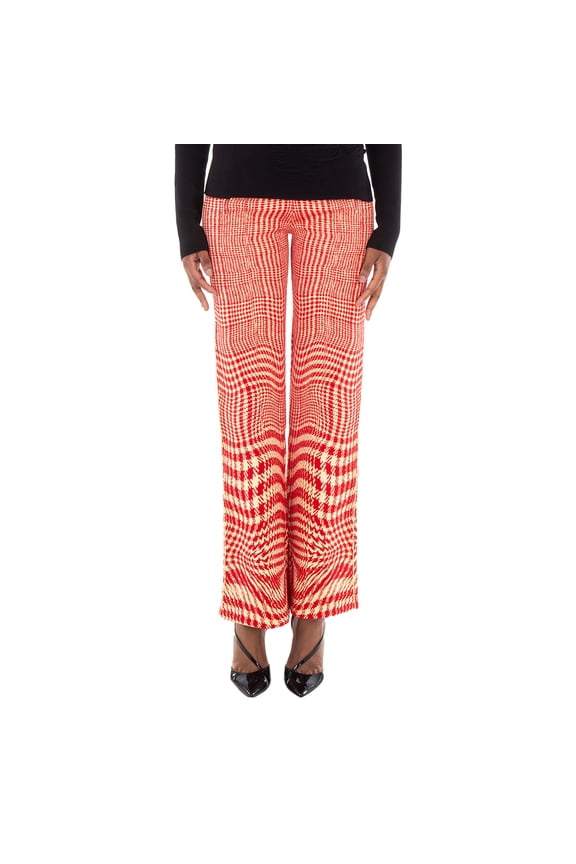 Houndstooth Wool-Blend Trousers, Size XX-Small