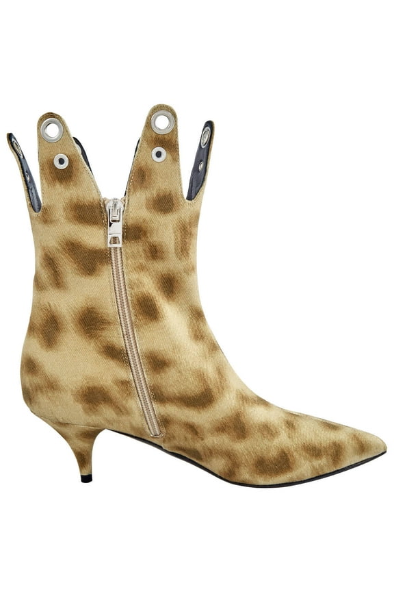 Jermaine Leopard Print Eyelet Detail Ankle Boots, Brand Size 35.5 ( US Size 5.5 )