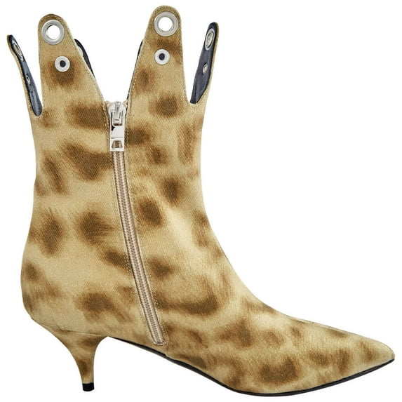 Burberry Jermaine Leopard Print Eyelet Detail Ankle Boots, Brand Size 37.5 (US Size 7.5)