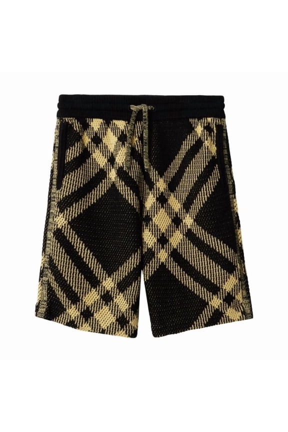 Kids Check Pattern Drawstring Knitted Shorts, Size 4Y