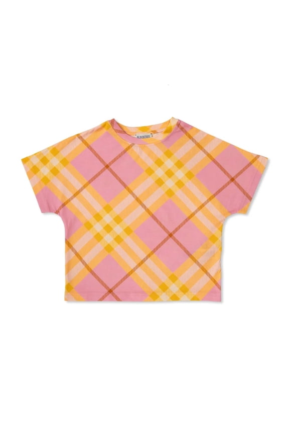 Kids Nova Check Crewneck Cotton T-Shirt, Size 10