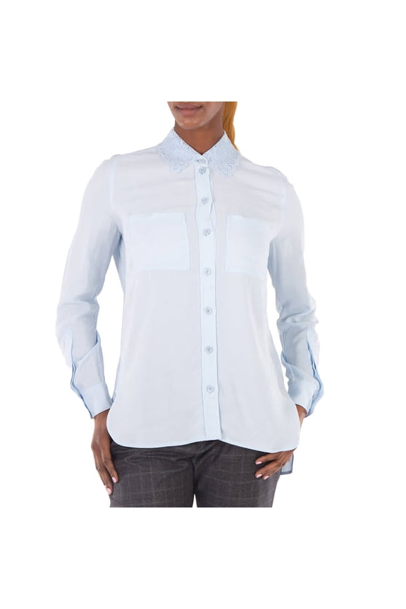Lace Collar Ste-Hem Button-Up Shirt, Brand Size 4 (US Size 2)