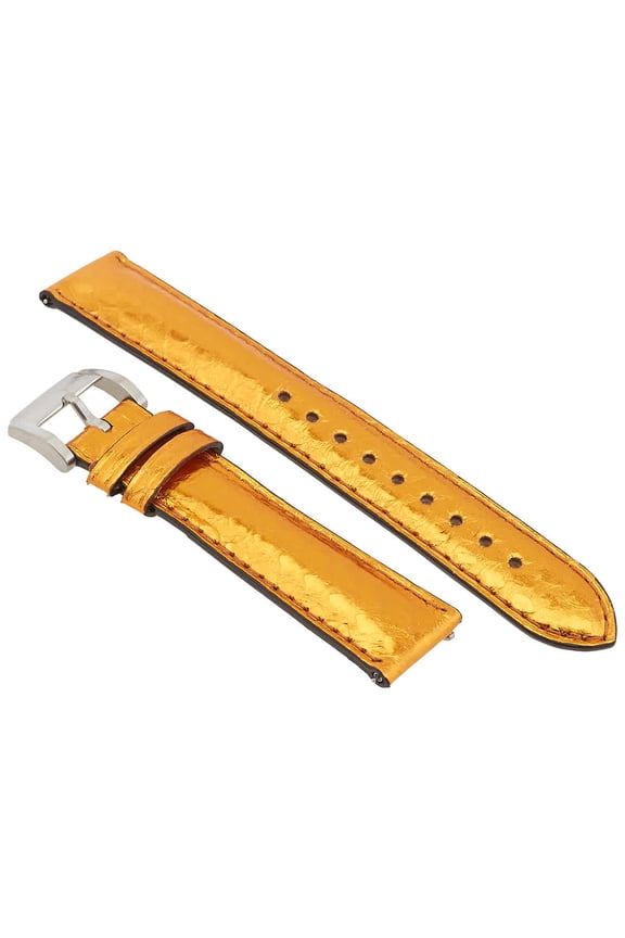 Ladies 18 mm Metallic Orange Leather Watch Band 3897538