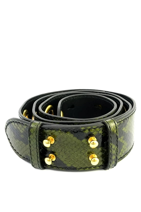 Ladies Antique Green Croco-embossed Leather Bag Strap