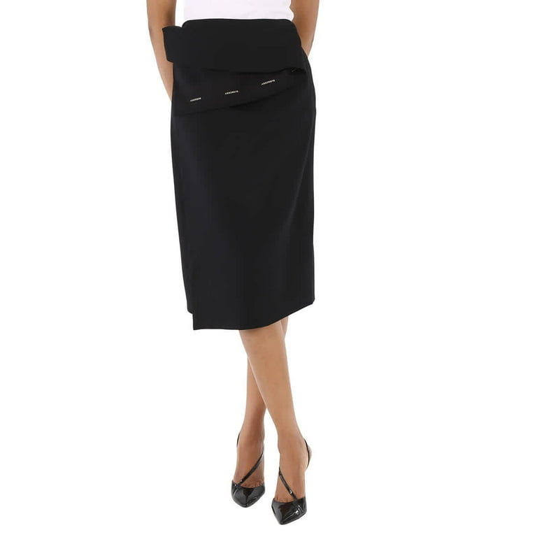 ワンピース BURBERRY Women Mid Skirts 8083033 A7680 MONOCHROME Black Burberry Ladies Black Asymmetrical Wrap Midi Skirt, Brand