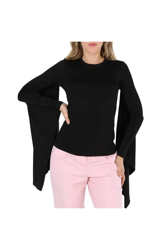 Ladies Black Crewneck Flared Sleeved Top, Size XX-Small