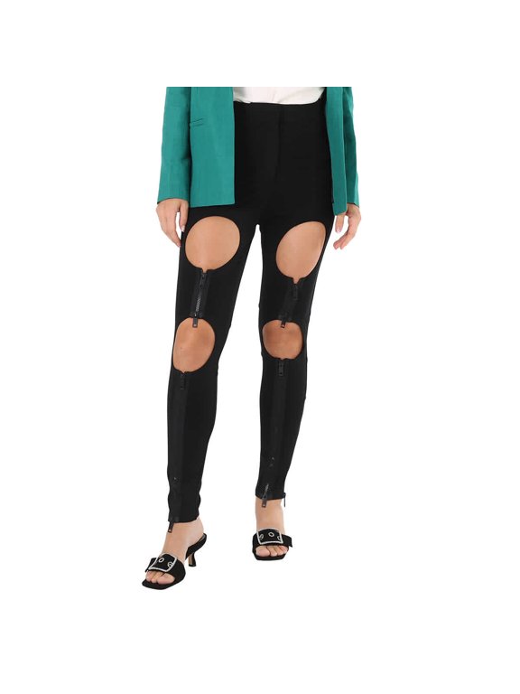 Ladies Black Cutout Zip-Detail Skinny Jeans, Brand Size 8 (US Size 6)