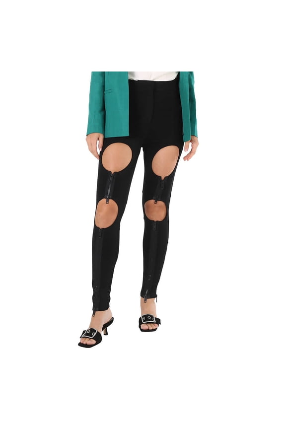 Ladies Black Cutout Zip-Detail Skinny Jeans, Brand Size 8 (US Size 6)