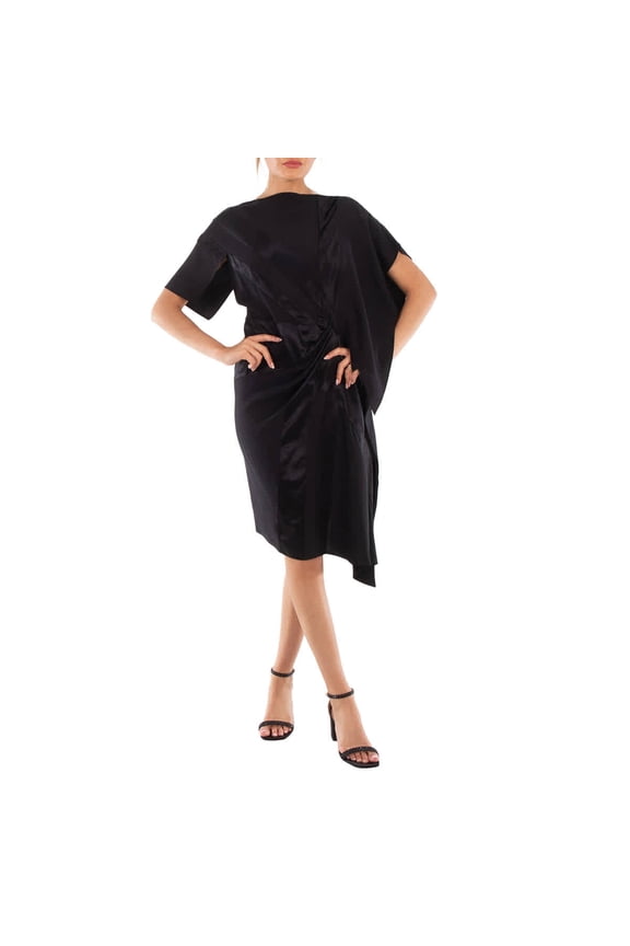 Ladies Black Flag Intarsia Asymmetrical Silk Dress, Brand Size 4 (US Size 2)