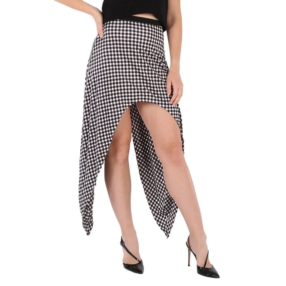Burberry Ladies Black Gingham Check Back Tie Skirt, Brand Size 6 (US Size 4)
