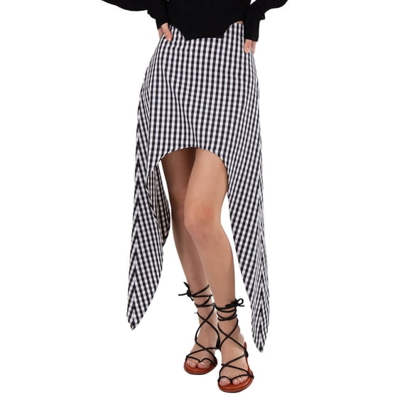 Burberry Ladies Black Gingham Scarf-tie Mini Skirt, Brand Size 4 (US Size 2)