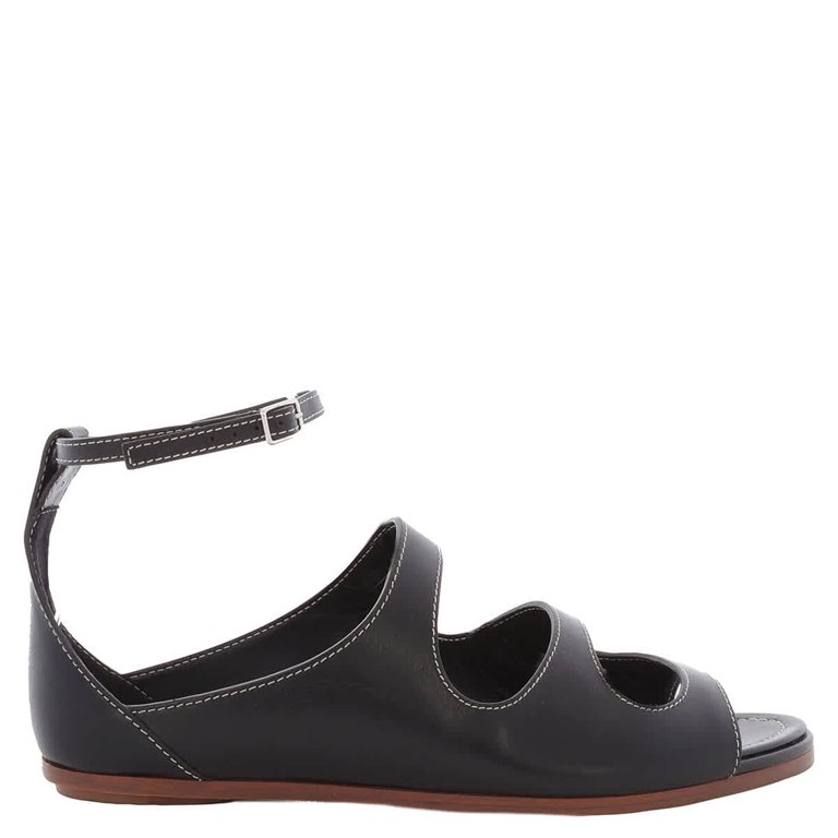 BURBERRY Size 10 Black Leather Sandals Burberry Men main image 4