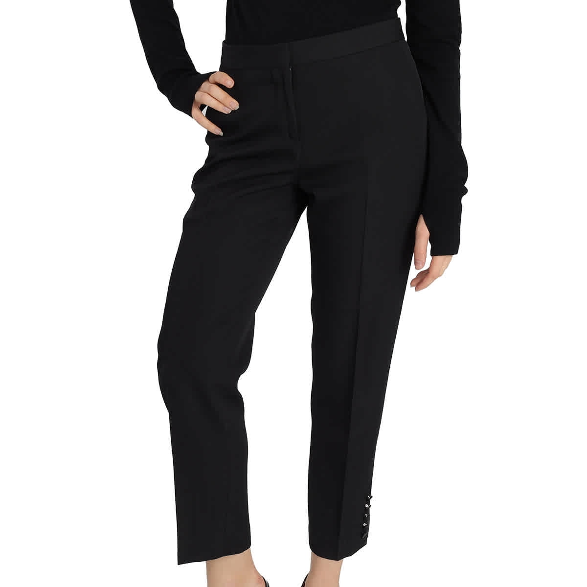Ladies black trousers deals with satin stripe