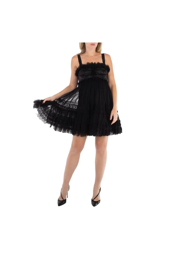 Ladies Black Tulle Corset Mini Dress, Brand Size 8 (US Size 6)