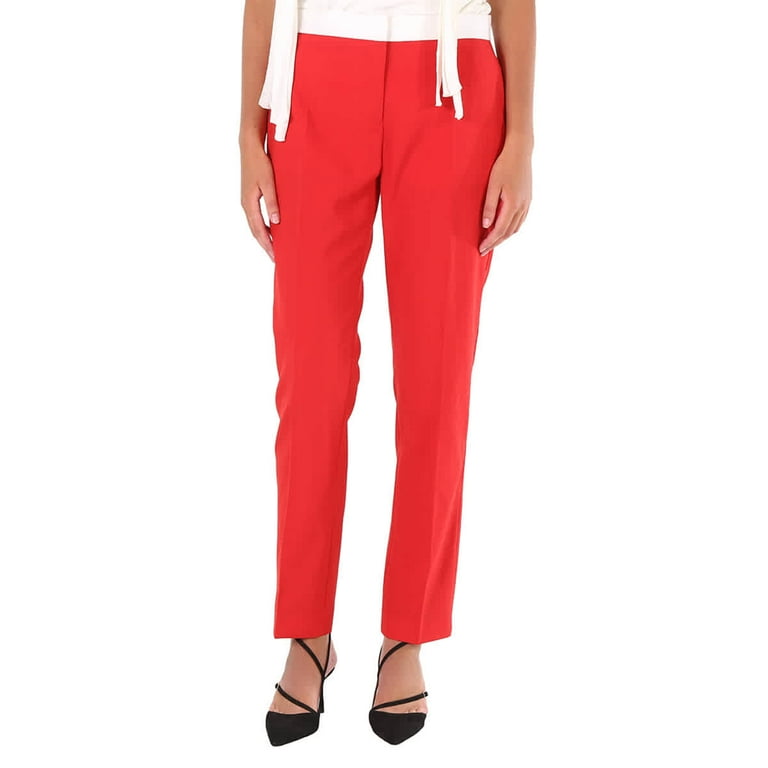 Burberry Ladies Bright Red Hanover Two tone Wool Tailored Trousers