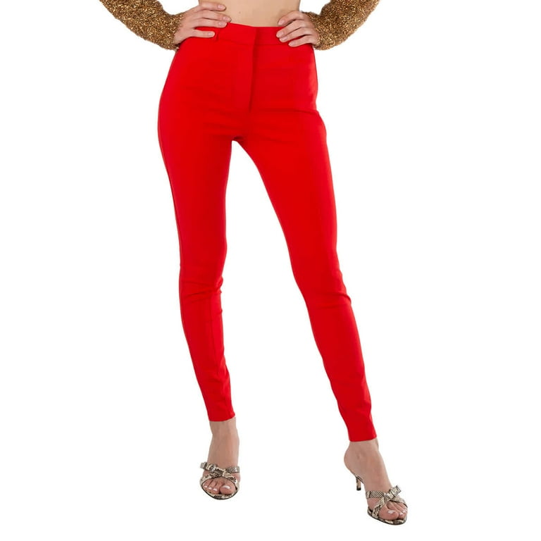 Burberry Ladies Bright Red Stretch Jersey Trousers Brand Size 6 US Size 4