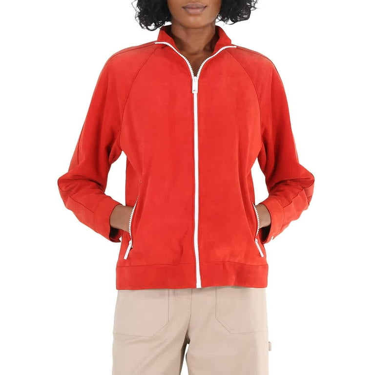 Burberry Ladies Bright Red Suede Bomber Brand Size 8 US Size 6 Walmart