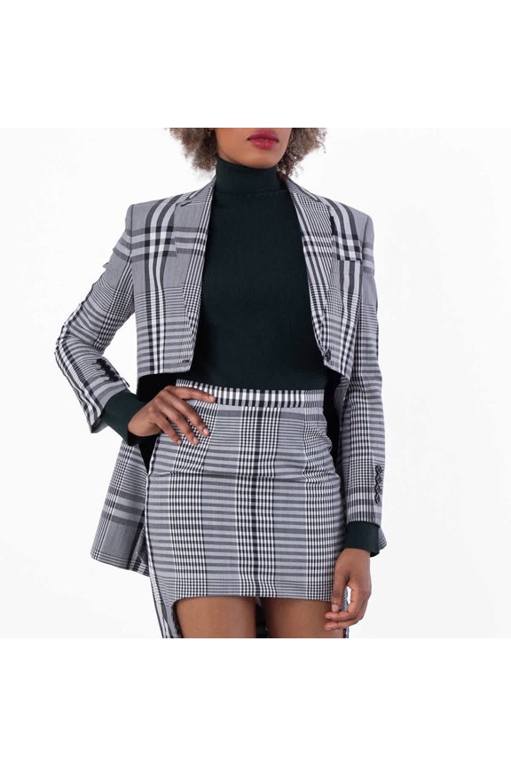 Ladies Check Single-breasted Technical Blazer, Brand Size 4 (US Size 2)