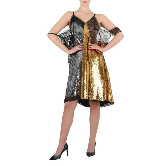 Burberry Ladies Gold Bicolor Sequin Cocktail Dress