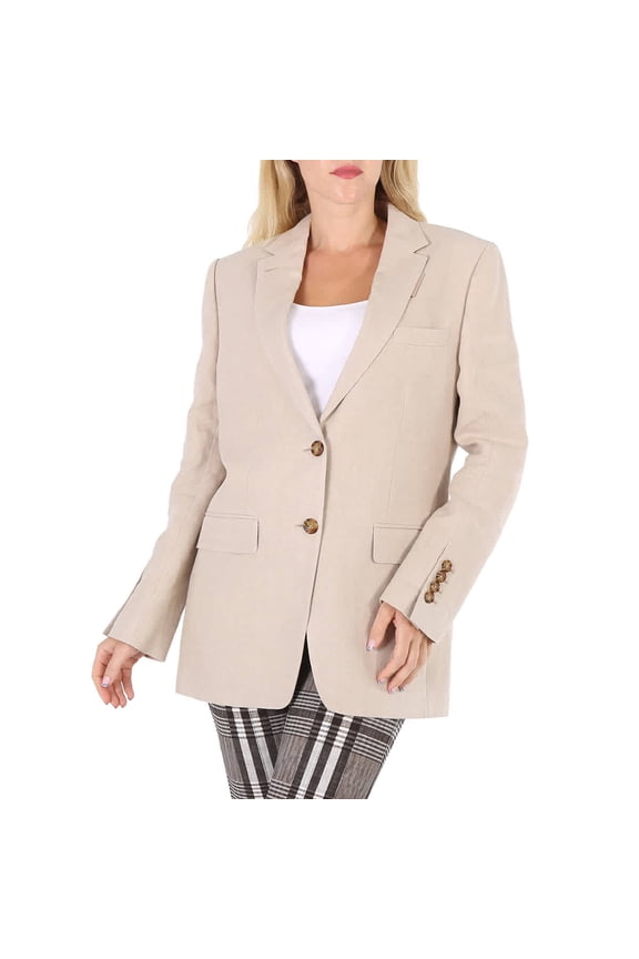 Ladies Loulou Oatmeal Single-Breasted Tailored Jacket, Brand Size 10 (US Size 8)