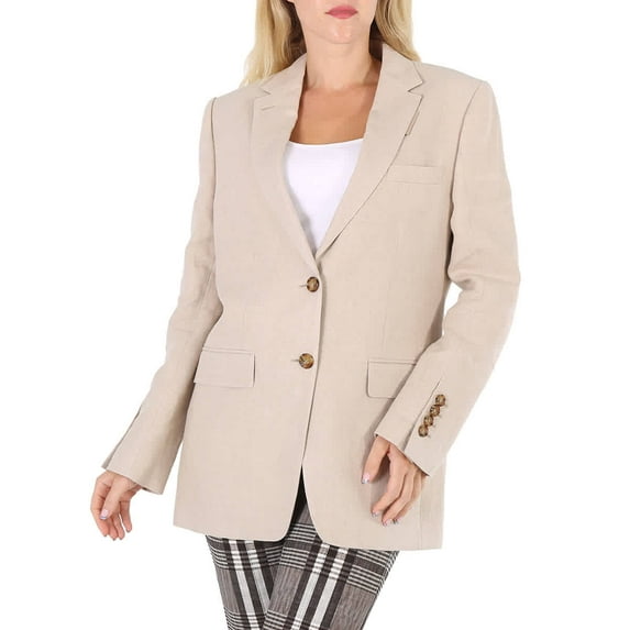 Burberry Ladies Loulou Oatmeal Single-Breasted Tailored Jacket, Brand Size 10 (US Size 8)