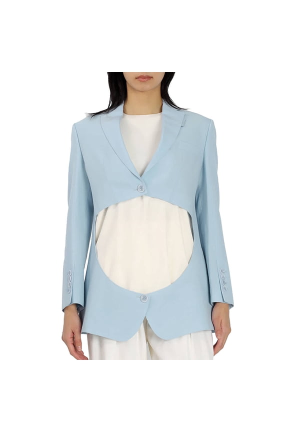 Ladies Pale Blue Wool Step-through Blazer, Brand Size 2 (US Size 0)