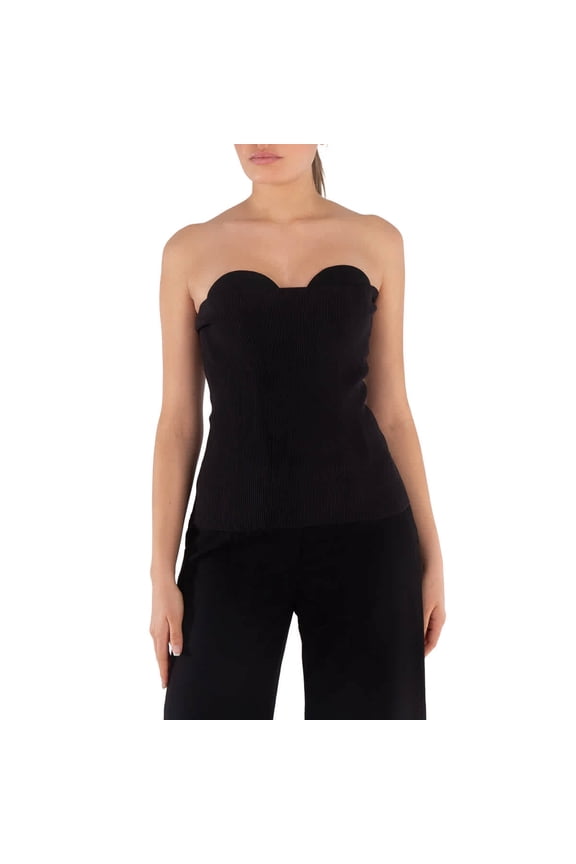 Ladies Ribbed Silk-Blend Corset Top, Size Large
