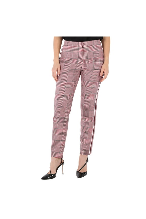 Ladies Side Stripe Houndstooth Check Wool Tailored Trousers, Brand Size 4 (US Size 2)