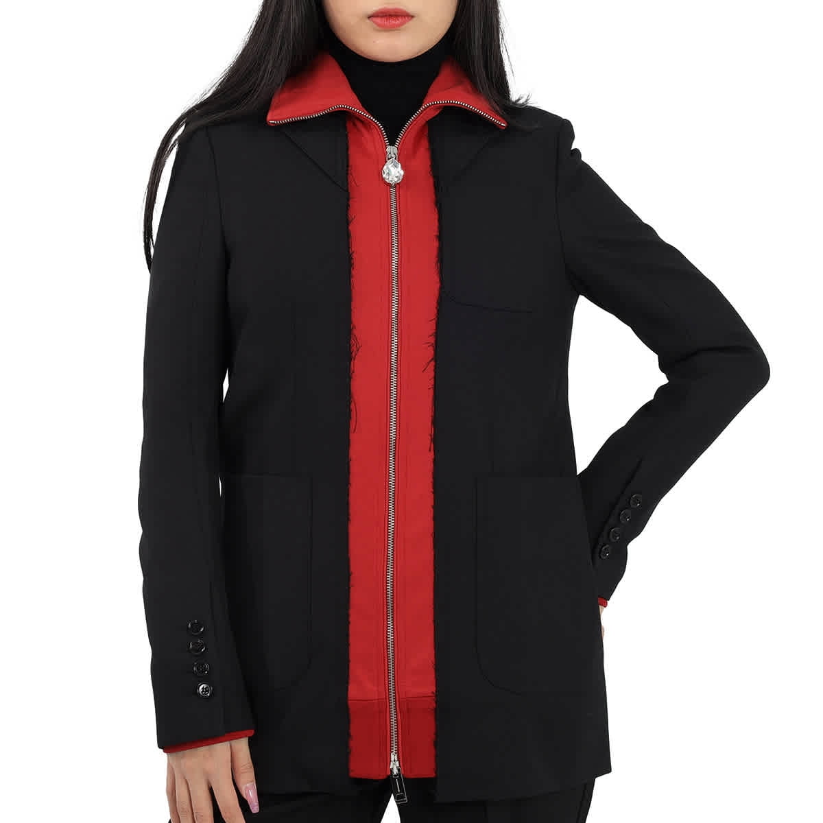Burberry Ladies Track Top Detail Tailored Jacket Brand Size 10 US Size 8