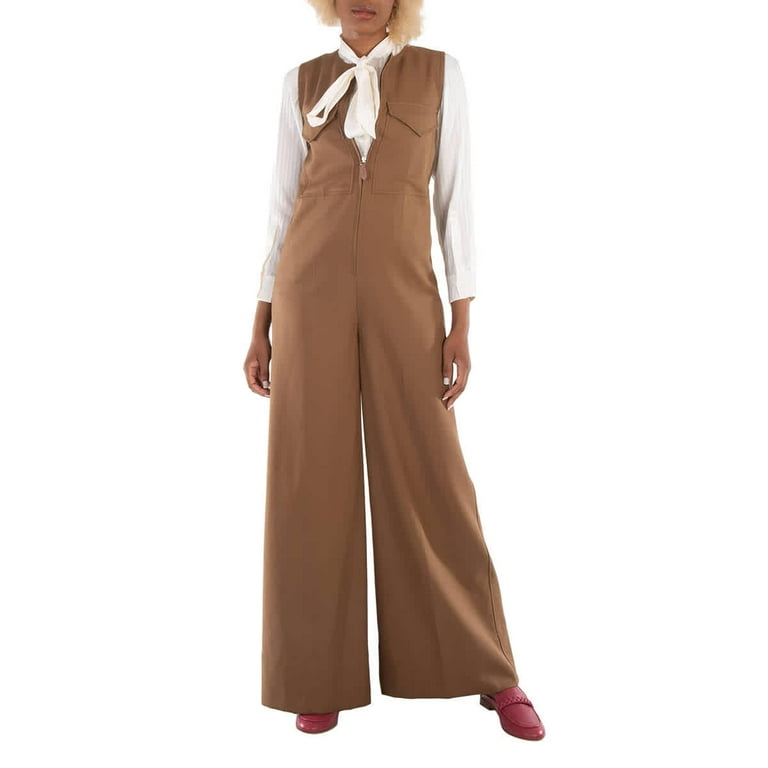 Burberry Ladies Warm Walnut Neave Wool Jumpsuit Brand Size 4 US Size 2