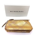 thumbnail image 1 of Burberry Large Metallic Gold Travel Toiletry Makeup Bag Pouch with Gift Box, 1 of 4