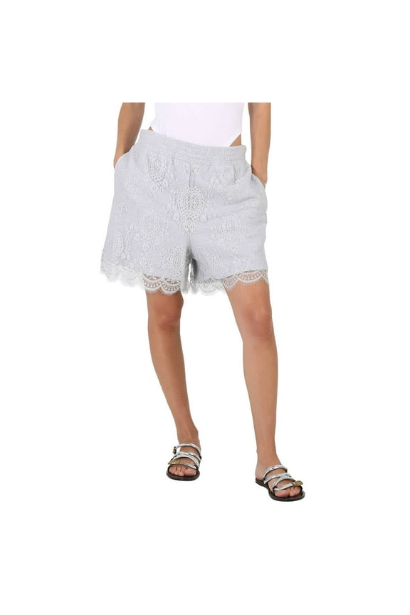 Light Pebble Grey Lace And Cotton Shorts, Size X-Small