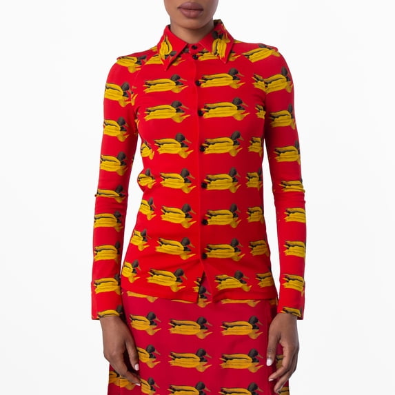 Burberry Long Sleeve Monogram-Pattern Shirt, Brand Size 2 ( US Size 0 )