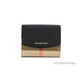 thumbnail image 1 of Burberry Luna Black Grained Leather House Check Canvas Coin Pouch Snap Wallet, 1 of 4