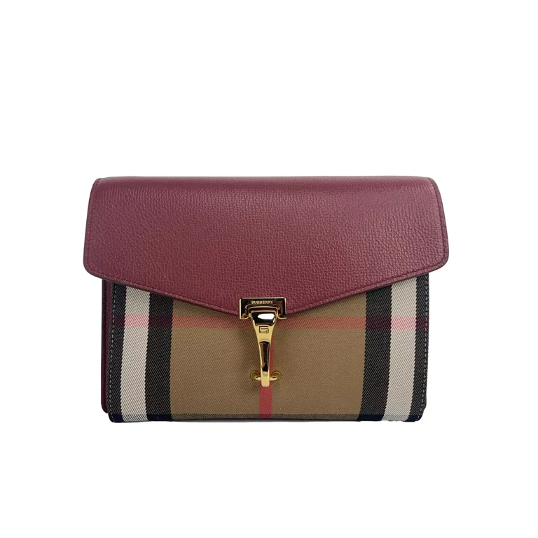 Burberry Macken Small Crimson House Check Leather Crossbody Bag Walmart