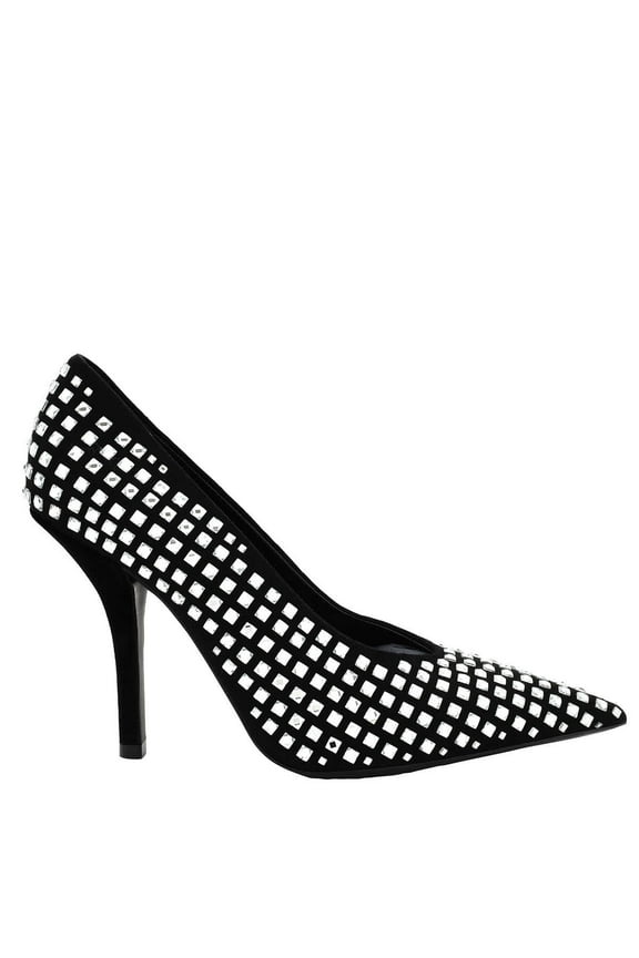 Madelina Crystal Detail Leather Point-Toe Pumps, Brand Size 38 ( US Size 8 )